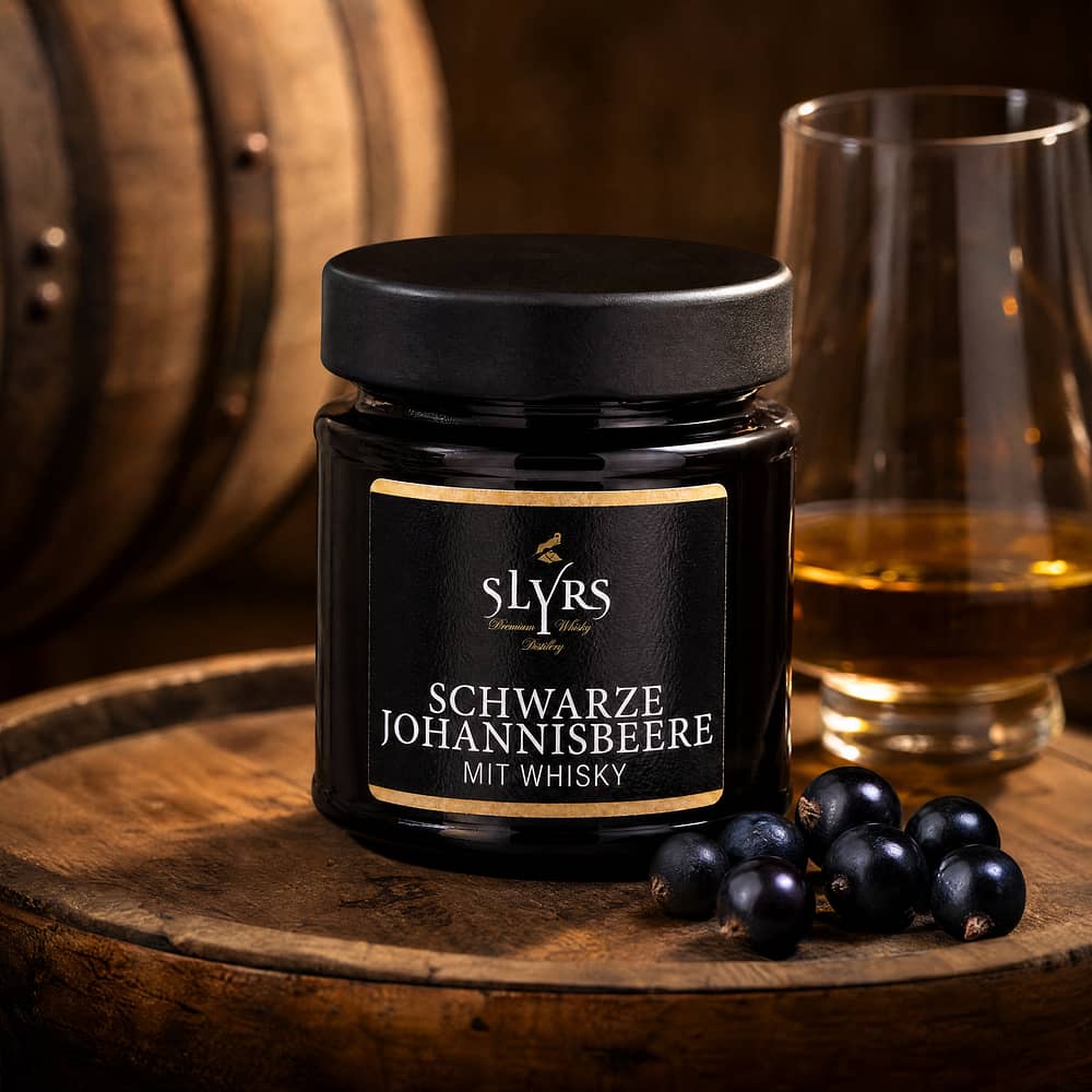 Slyrs Fruchtaufstrich Schwarze Johannisbeere mit Whisky 225 Gramm/ 7.0% vol Produktbild