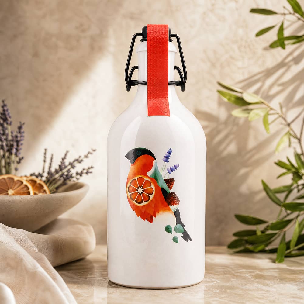 Taube BIO Gimpel Bloodorange Gin Liquor Steinzeugflasche mit Bügelverschluß 0,50 Liter/ 21.0% vol Produktbild