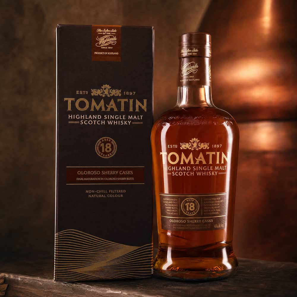 Tomatin 18 Jahre finish in Oloroso Sherry Butts 0,70 Liter/ 46.0% vol Produktbild