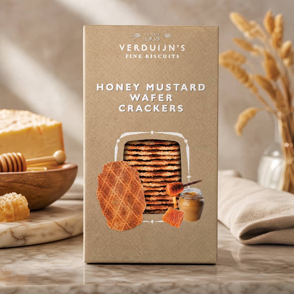 Verduijn's Honey Mustard Wafer Crackers Käse-Waffeln mit Honig und Senf 75 Gramm Produktbild