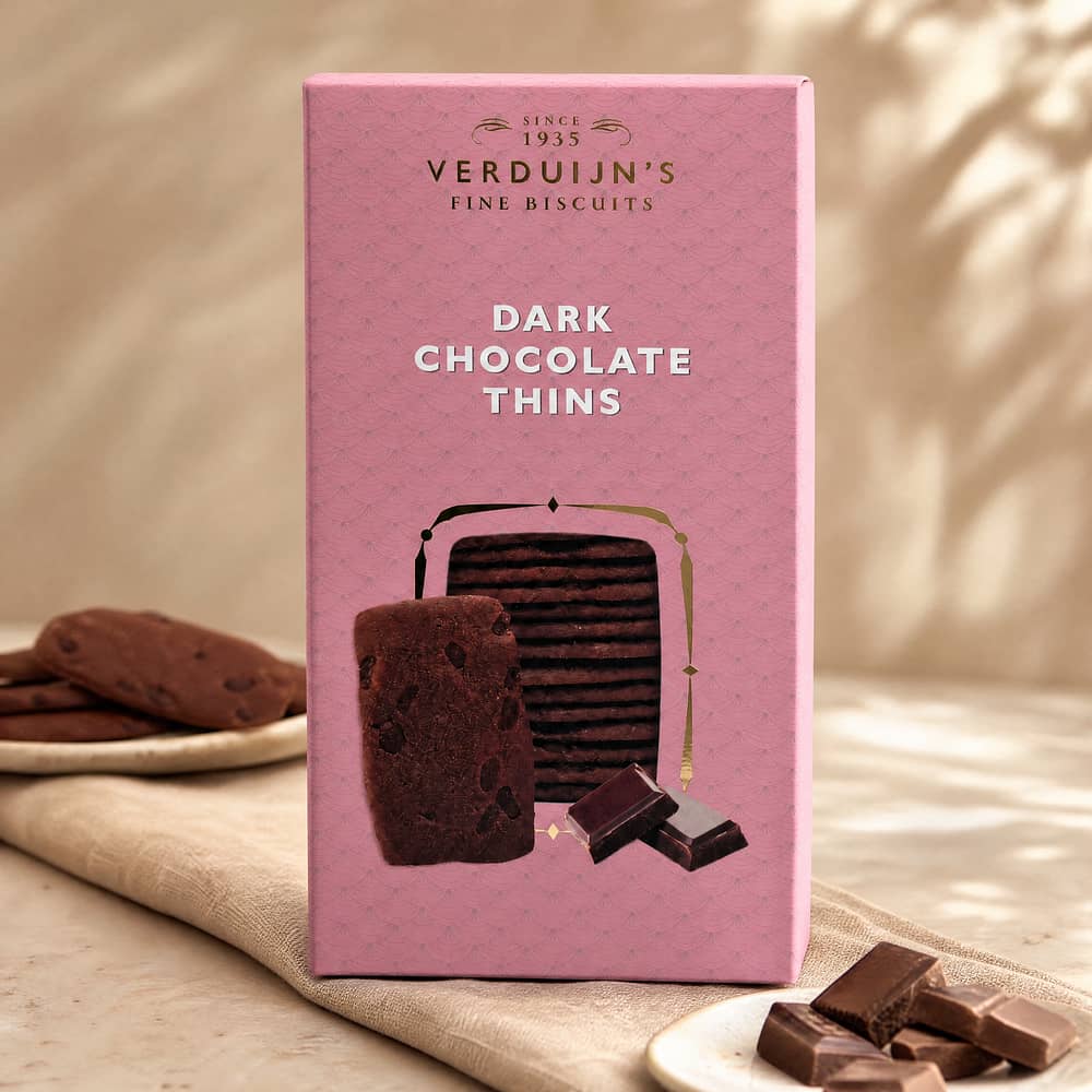 Verduijn's Dark Chocolate Thins Butterkekse mit Schokolade und Kakaopulver 75 Gramm Produktbild