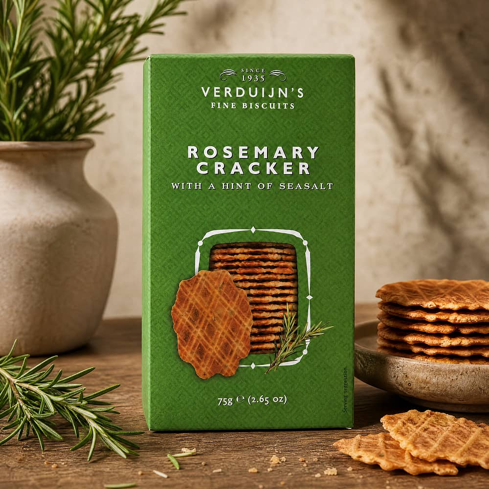 Verduijn's Rosemary Cracker Waffeln mit Rosmarin und Meersalz 75 Gramm Produktbild