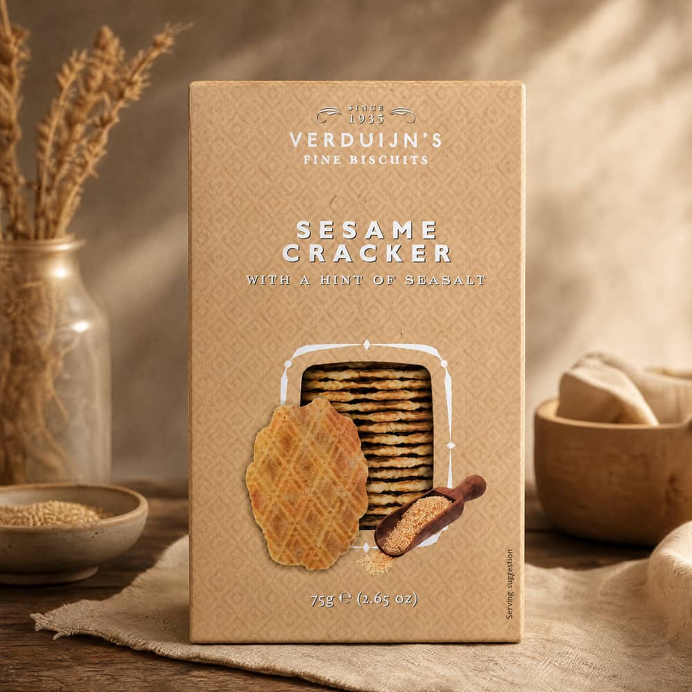 Verduijn's Sesame Cracker Waffeln mir Sesam und Meersalz 75 Gramm Produktbild