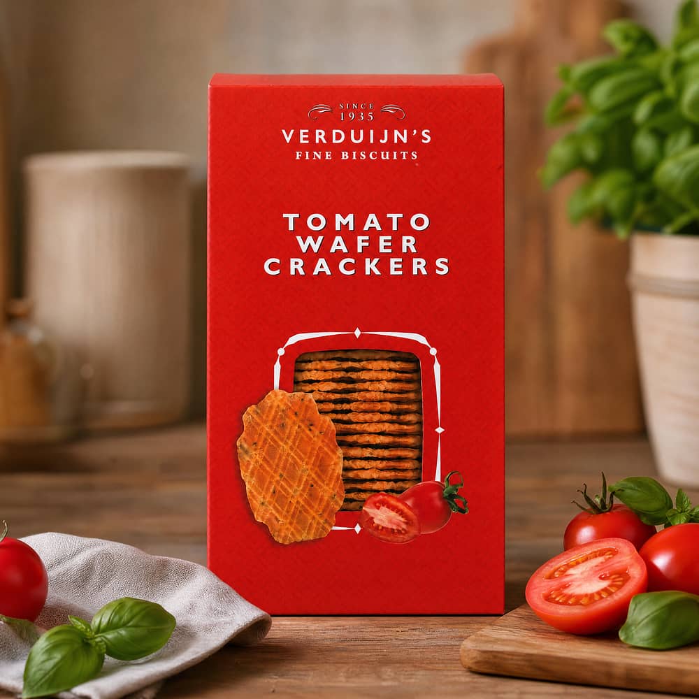 Verduijn's Tomato Wafer Crackers Waffeln mit Tomate und Basilikum 75 Gramm Produktbild
