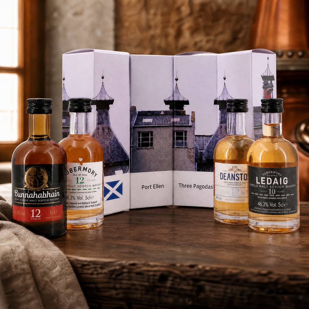 whiskyworld Miniaturen-Set Motiv "Three Pagodas" The Un-chillfiltered-Set 0,20 Liter/ 46.3% vol Produktbild