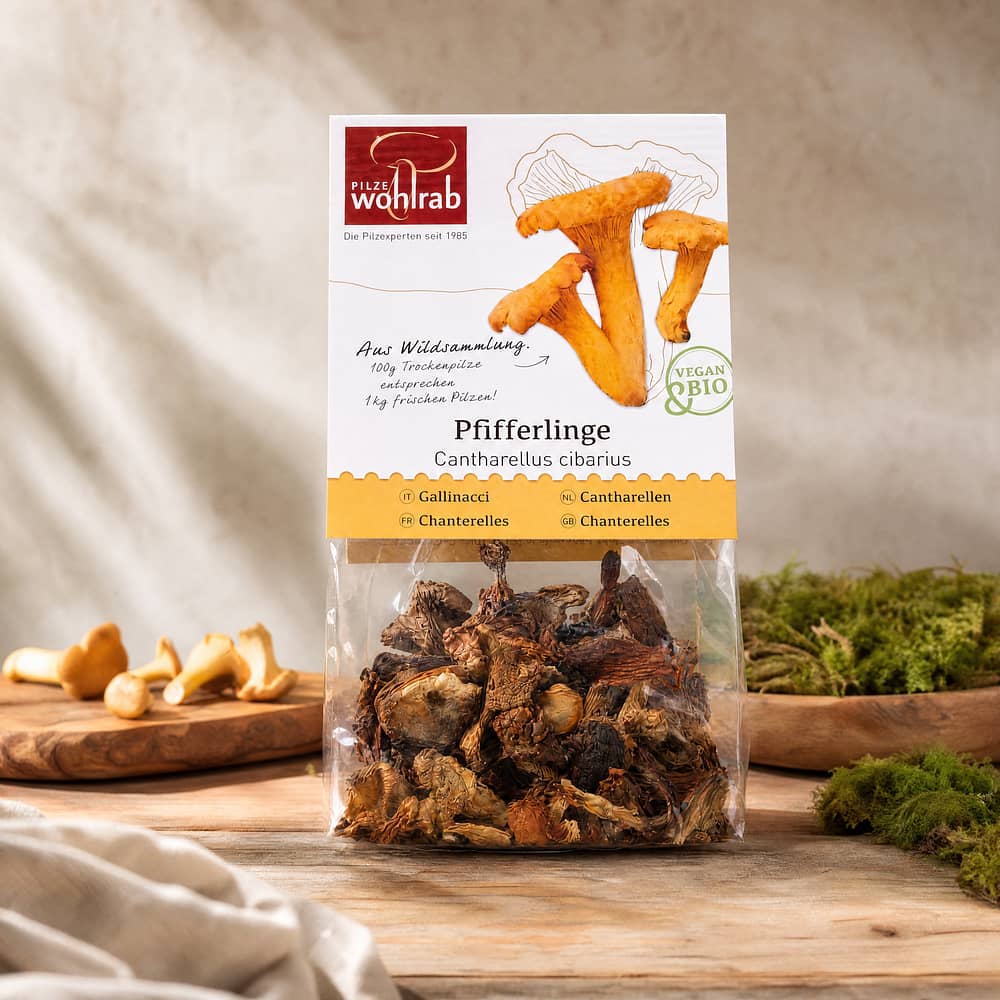 Wohlrab Pilze BIO Pfifferlinge getrocknet 20 Gramm Produktbild