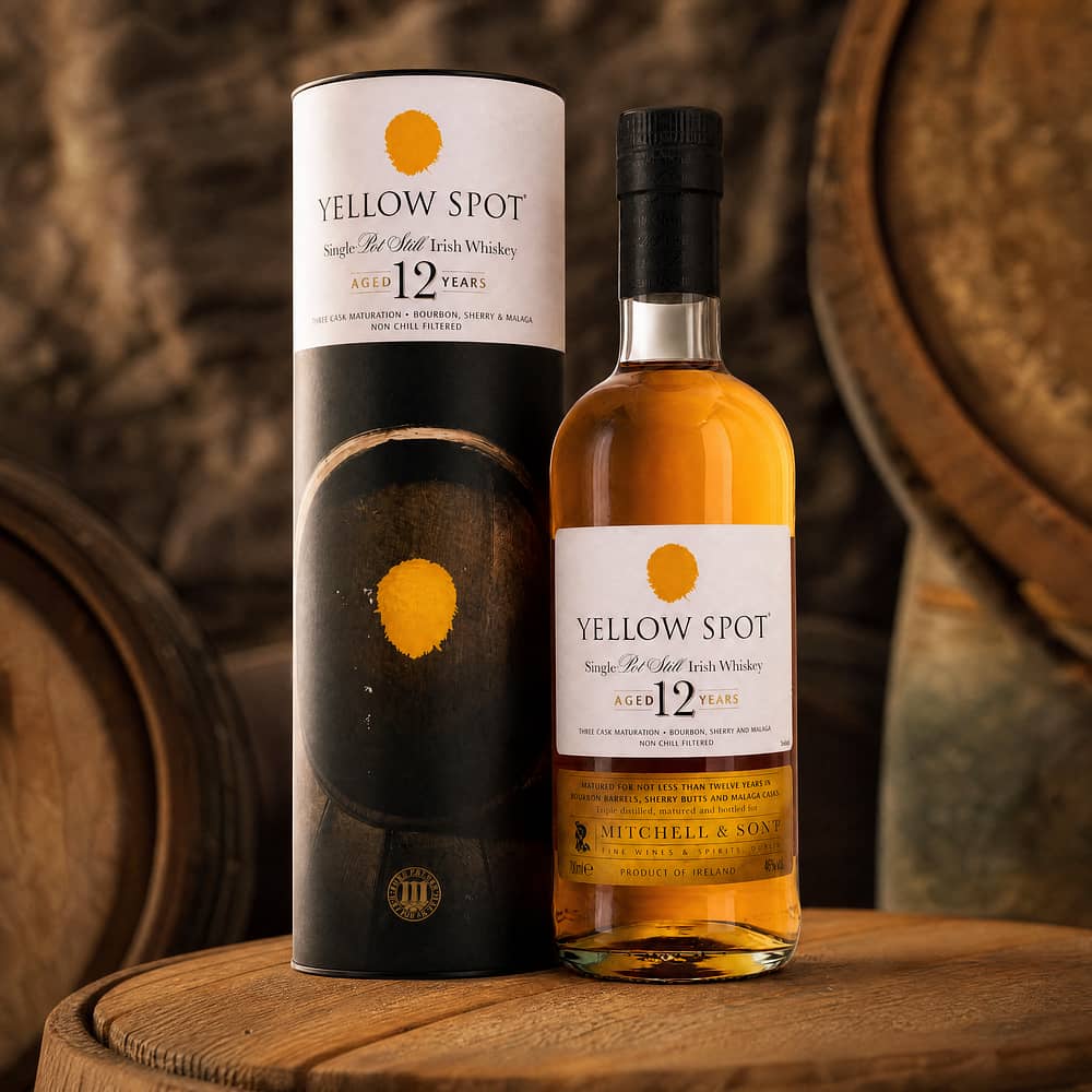 Yellow Spot 12 Jahre Single Pot Still Irish Whiskey Three Cask Maturation Bourbon, Sherry & Malaga 0,70 Liter/ 46.0% vol Produktbild