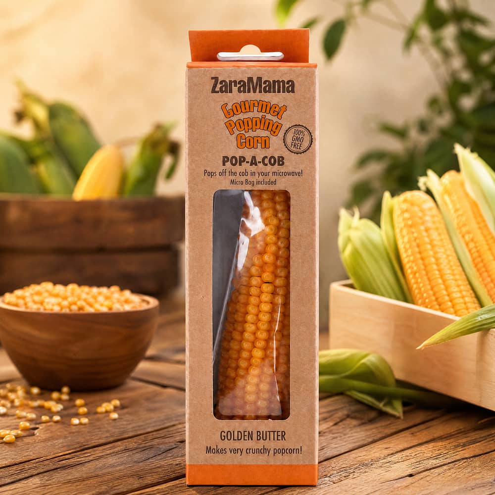 ZaraMama Pop a Cob Golden Butter Maiskolben 100% Gentechnikfrei 90 Gramm Produktbild