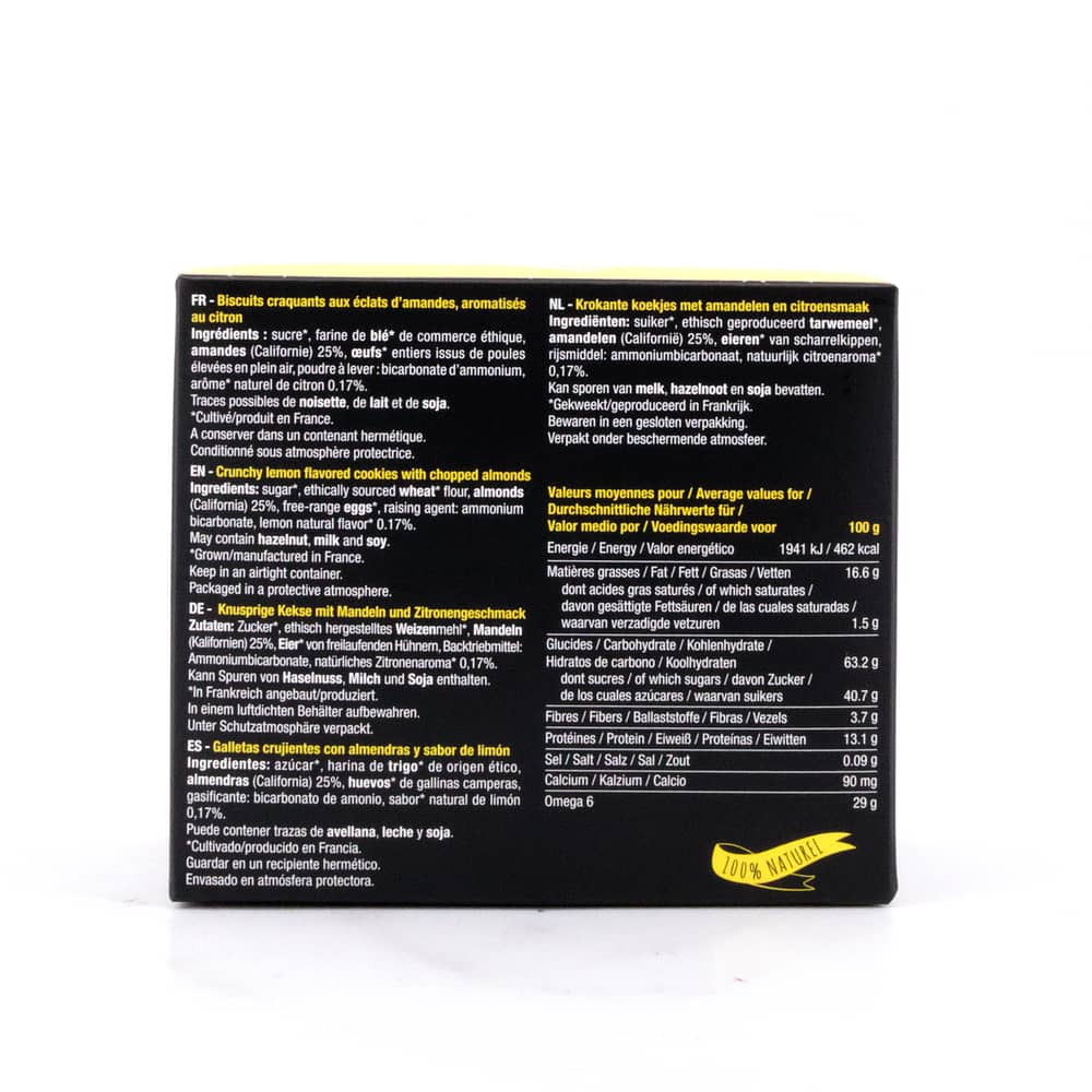 Maison Bruyère Biscuits Amandes Citron Knusprige Mandelkekse mit Zitrone 50 Gramm Produktbild