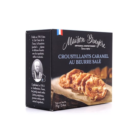Maison Bruyère Croustillants Caramel Au Beurre Sale Knusprige Kekse mit gesalzenes Karamell 70 Gramm Produktbild