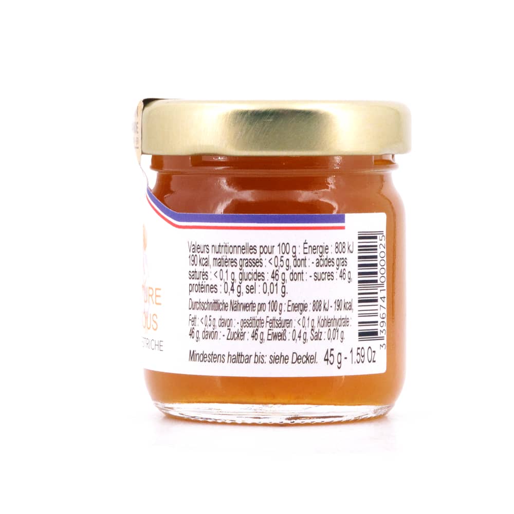 Maison Francis Miot Confiture De Bisous Kuss-Konfitüre aus Klementine & Pfirsich mit Rohrzucker 45 Gramm Produktbild