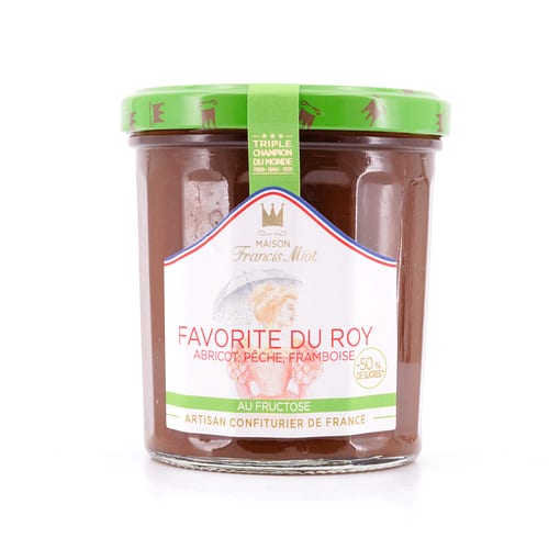 Maison Francis Miot Favorite Du Roy /Aprikose, Pfirsich & Himbeere Fruchtaufstrich ohne Zucker 320 Gramm Produktbild