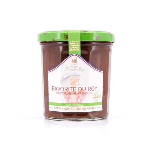 Maison Francis Miot Favorite Du Roy /Aprikose, Pfirsich & Himbeere Fruchtaufstrich ohne Zucker 320 Gramm Produktbild