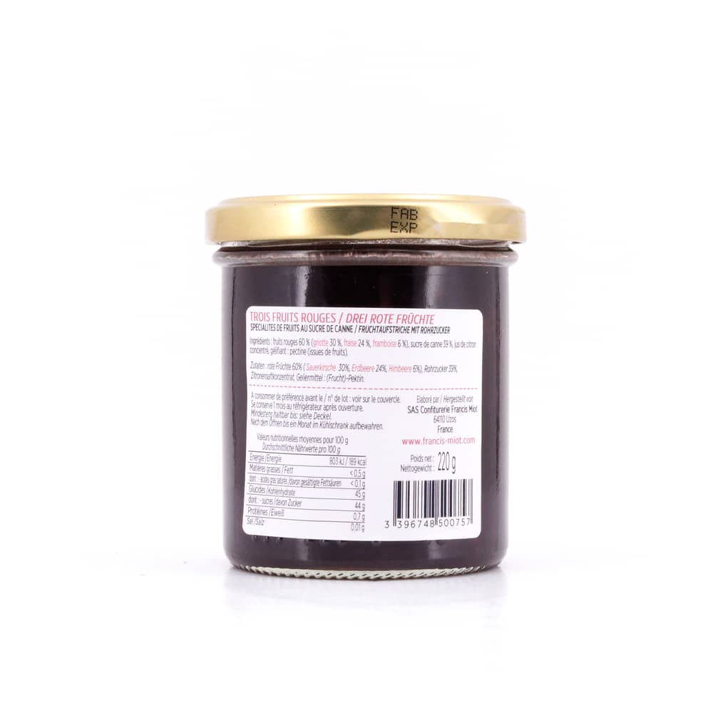 Maison Francis Miot Trois Fruits Rouges Drei rote Früchte 220 Gramm Produktbild