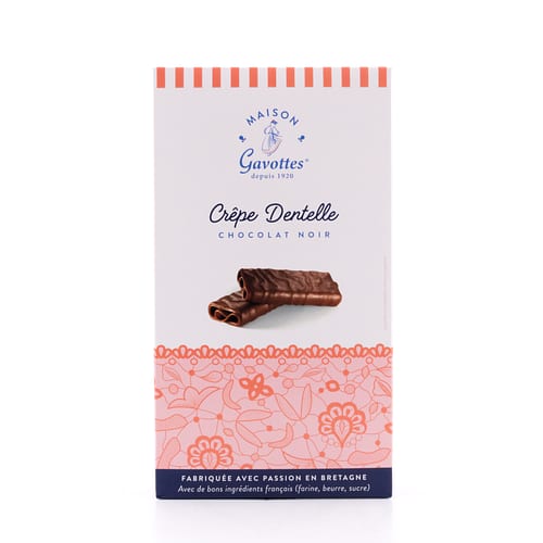 Maison Gavottes Crêpe Dentelle Chocolat Noir Knusper-Plätzchen mit Zartbitterschokolade 100 Gramm Produktbild