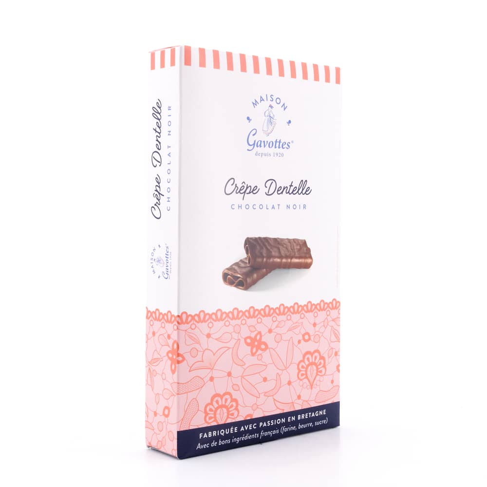 Maison Gavottes Crêpe Dentelle Chocolat Noir Knusper-Plätzchen mit Zartbitterschokolade 100 Gramm Produktbild