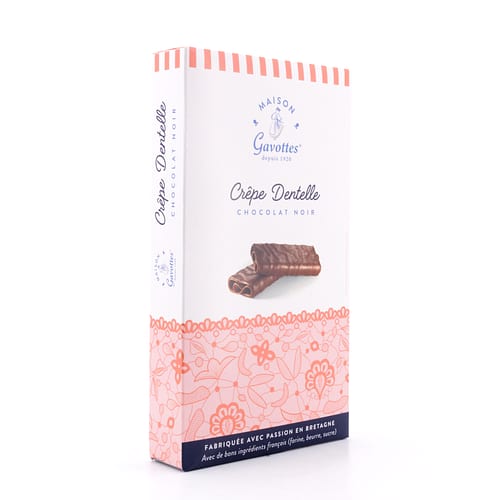 Maison Gavottes Crêpe Dentelle Chocolat Noir Knusper-Plätzchen mit Zartbitterschokolade 100 Gramm Produktbild