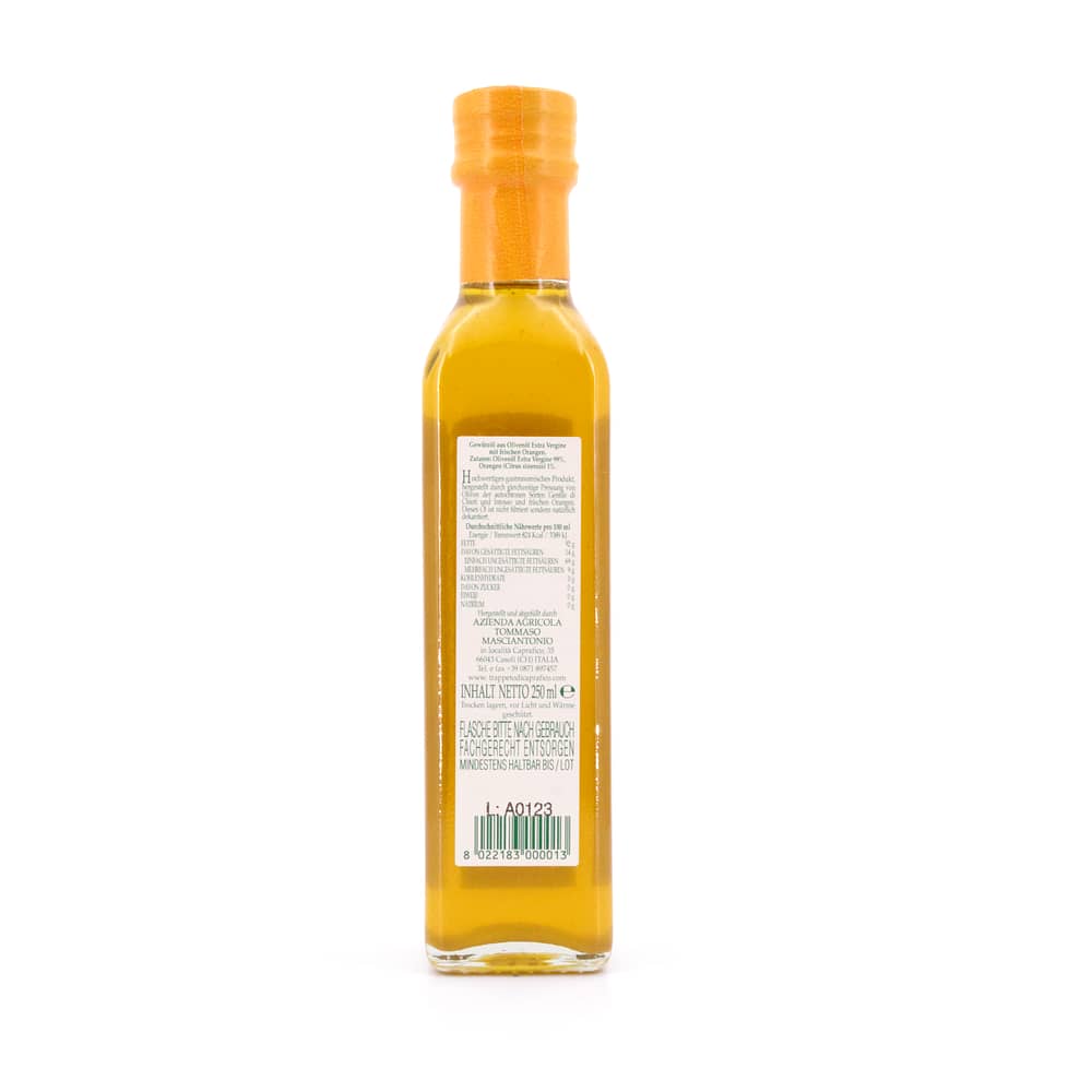 Masciantonio Olio Extra Vergine All Arancia Olivenöl Gentile di Chieti und Essenzen der Orange von Masciantonio 0,250 Liter Produktbild