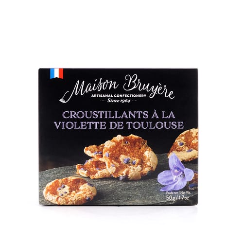 Maison Bruyère Croustillants À La Violette De Toulouse Knusprige Kekse mit kandierten Veilchen 50 Gramm Produktbild