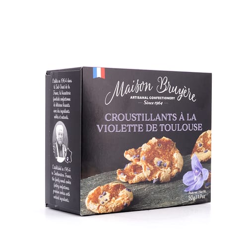 Maison Bruyère Croustillants À La Violette De Toulouse Knusprige Kekse mit kandierten Veilchen 50 Gramm Produktbild