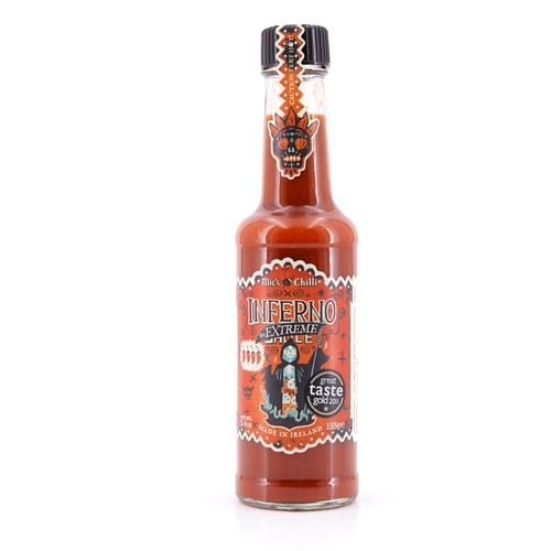 Mic's Chilli Inferno Extreme extrem scharfe Chili-Sauce 12 Habanero-Chili pro Flasche 80.000 Scoville 155 Gramm Produktbild