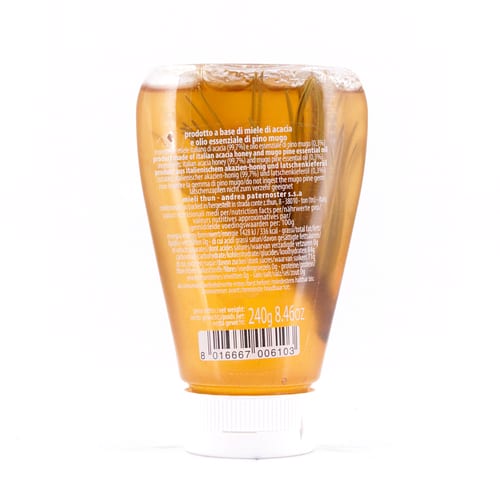 Mieli Thun Alpino Melange aus Akazienhonig und Latschenkieferöl mit Kieferknospe in Spenderflasche 240 Gramm Produktbild