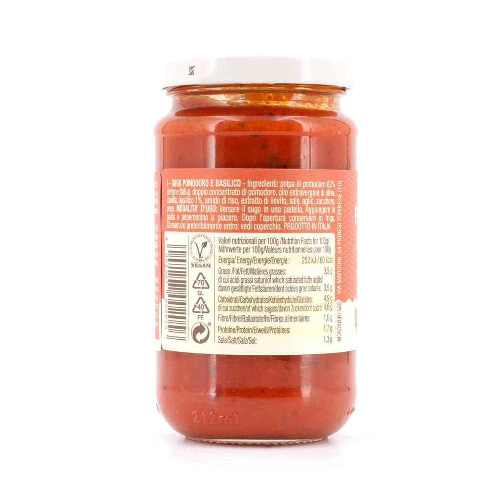 Montanini Tomatensauce mit Basilikum 190 Gramm Produktbild