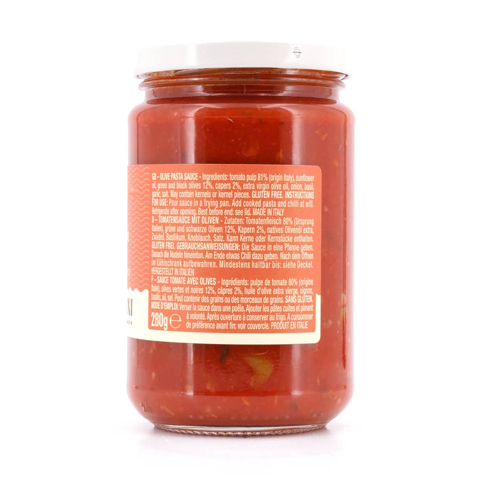 Montanini Tomatensauce mit Oliven 280 Gramm Produktbild