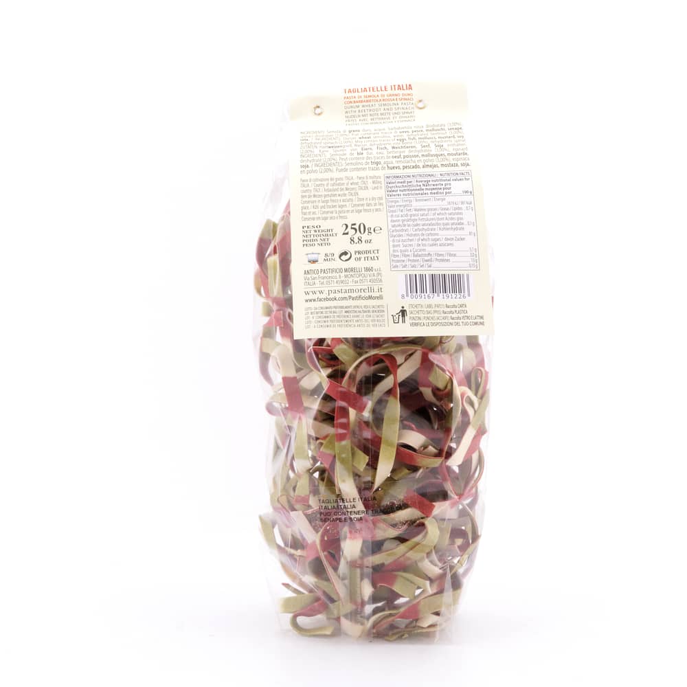 Morelli Tagliatelle Italia Nudeln mit Rote Beete und Spinat 250 Gramm Produktbild