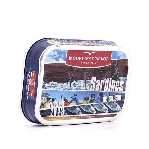Mouettes d'Arvor Jahrgangs- Sardinen in Olivenöl Jahrgang 2023 115g 87 Gramm Abtropfgewicht Produktbild
