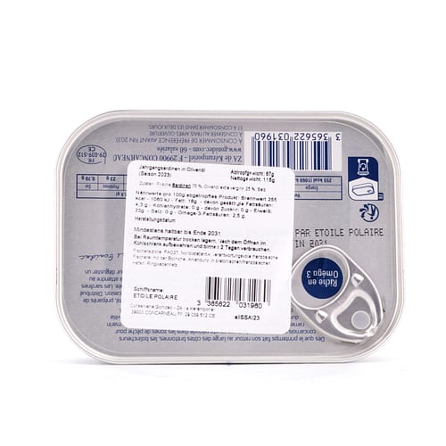 Mouettes d'Arvor Jahrgangs- Sardinen in Olivenöl Jahrgang 2023 115g 87 Gramm Abtropfgewicht Produktbild