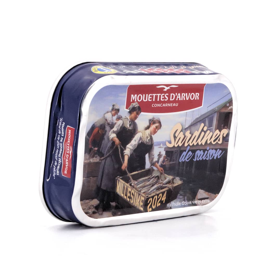 Mouettes d'Arvor Jahrgangs- Sardinen in Olivenöl Jahrgang 2024 115g 87 Gramm Abtropfgewicht Produktbild