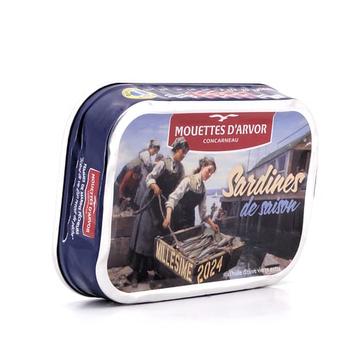 Mouettes d'Arvor Jahrgangs- Sardinen in Olivenöl Jahrgang 2024 115g 87 Gramm Abtropfgewicht Produktbild