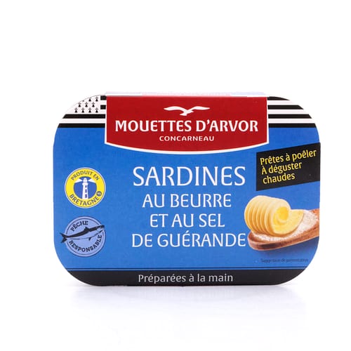Mouettes d'Arvor Sardinen mit Butter und Guérande Salz 115 Gramm Produktbild