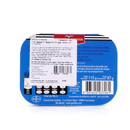 Mouettes d'Arvor Sardinen mit Butter und Guérande Salz 115 Gramm Produktbild