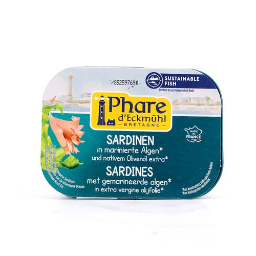 Phare d'Eckmühl Sardinen mit Olivenöl und Algentartar 135g 102 Gramm Abtropfgewicht Produktbild