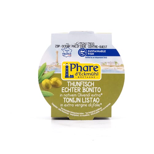 Phare d'Eckmühl Thunfisch echter Bonito in nativem Ölivenöl 160g 104 Gramm Abtropfgewicht Produktbild