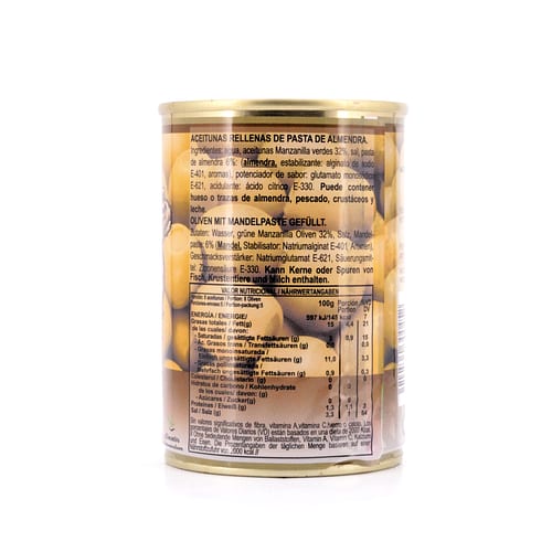 Rio Ana Aceitunas Rellenas de Almendra Grüne Oliven gefüllt mit Mandelpaste 292g 120 Gramm Abtropfgewicht Produktbild