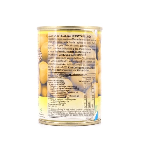 Rio Ana Aceitunas Rellenas de Limón Grüne Oliven gefüllt mit Zitronenpaste 292g 120 Gramm Abtropfgewicht Produktbild