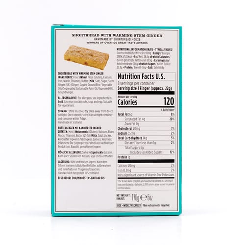 Shortbread House of Edinburgh Shortbread Stem Ginger Fingers 170 Gramm Produktbild