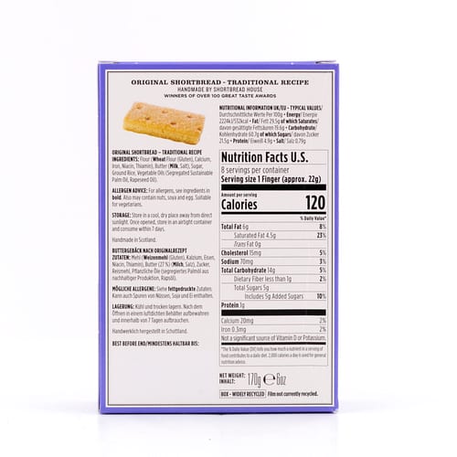 Shortbread House of Edinburgh Shortbread Traditional Recipe Fingers 170 Gramm Produktbild