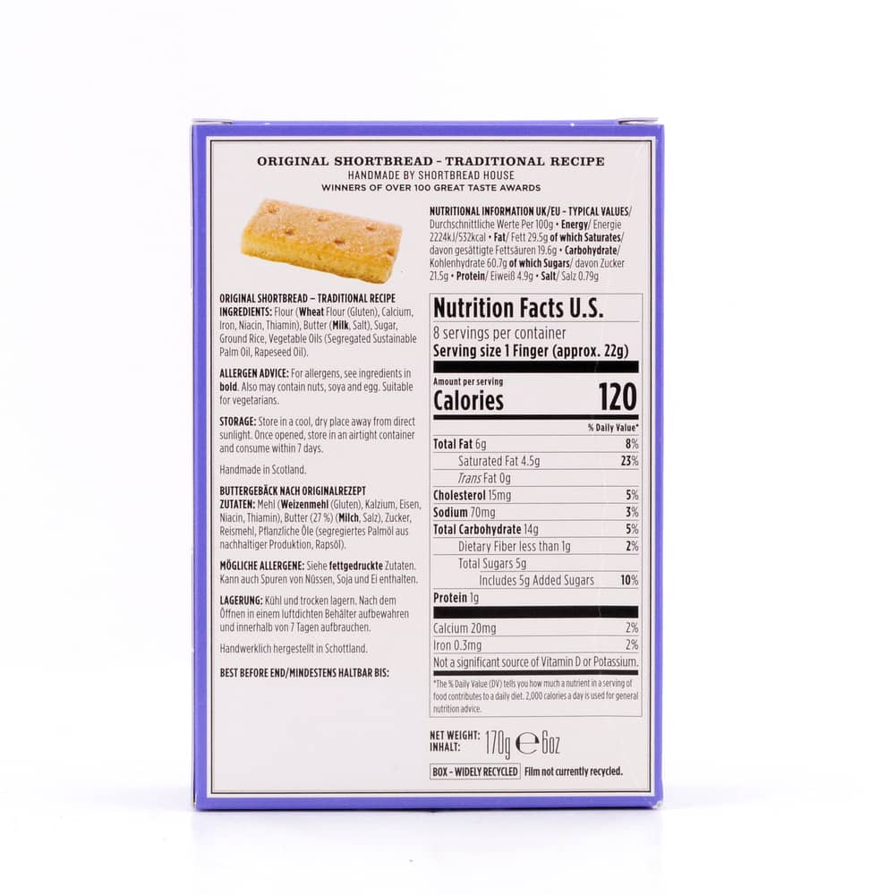 Shortbread House of Edinburgh Shortbread Traditional Recipe Fingers 170 Gramm Produktbild