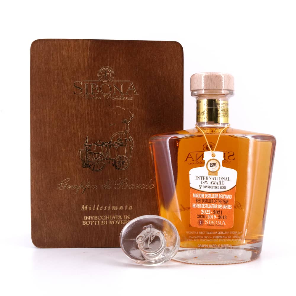Sibona Grappa di Barolo Invecchiata Jahrgang 2010 / 2022 0,70 Liter/ 44.0% vol Produktbild