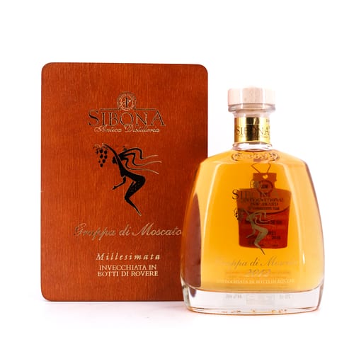 Sibona Grappa Di Moscato Millesimata Invecchiata Jahrgang 2012 / 2024 0,70 Liter/ 44.0% vol Produktbild