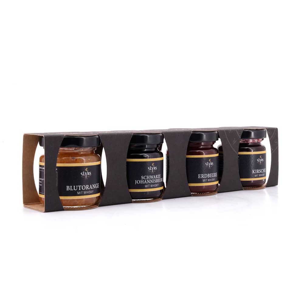 Slyrs Fruchtaufstrich-Set mit Alkohol 4 Sorten × 50 g 200 Gramm/ 7.0% vol Produktbild