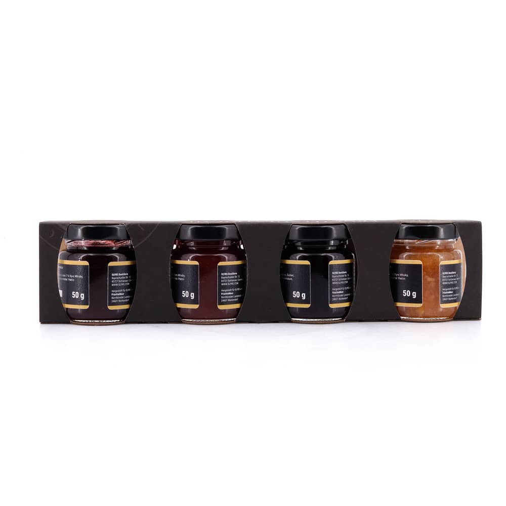 Slyrs Fruchtaufstrich-Set mit Alkohol 4 Sorten × 50 g 200 Gramm/ 7.0% vol Produktbild