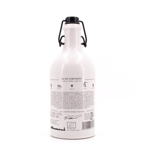 Taube BIO Gin Waldrapp JAZU Whiskey Barrel Aged Steinzeugflasche mit Bügelverschluß 0,50 Liter/ 42.0% vol Produktbild