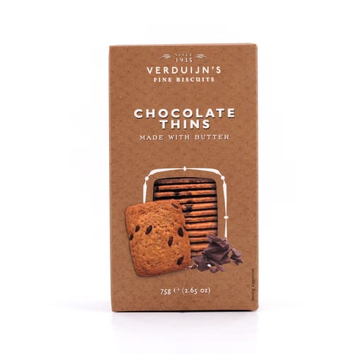 Verduijn's Chocolate Thins Buttergebäck mit Schokolade 75 Gramm Produktbild