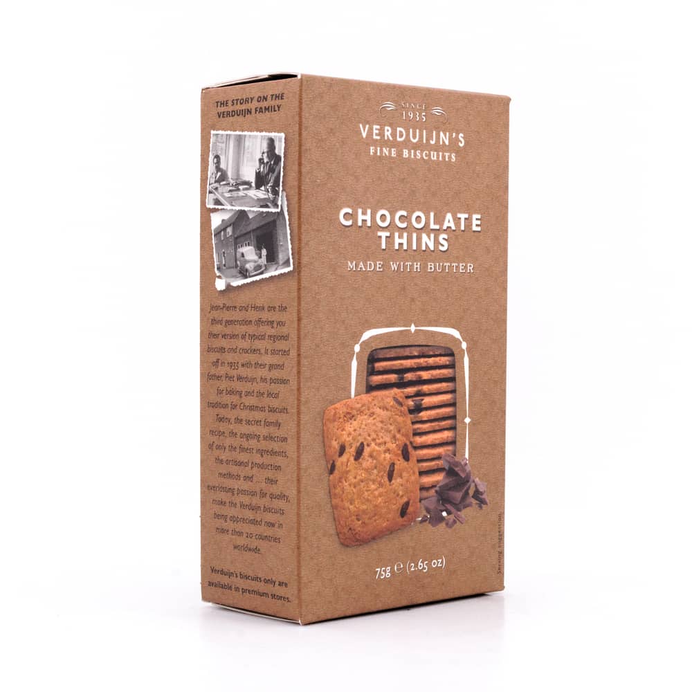 Verduijn's Chocolate Thins Buttergebäck mit Schokolade 75 Gramm Produktbild