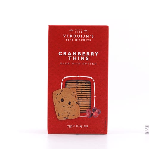 Verduijn's Cranberry Thins Buttergebäck mit Preiselbeeren 75 Gramm Produktbild